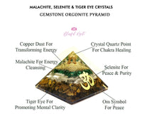 Malachite Mix Crystal Gemstone EMF Pyramids. ( Om Pyramid )