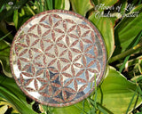 Black Tourmaline Flower of Life Orgone ( Silver Chakra ) Water Charging Plate / Coaster