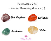 Crystal Tumble Stone Set For harvesting Lammas Carnelian ,Citrine, Carnelian, Shiv Lingam - www.blissfulagate.com