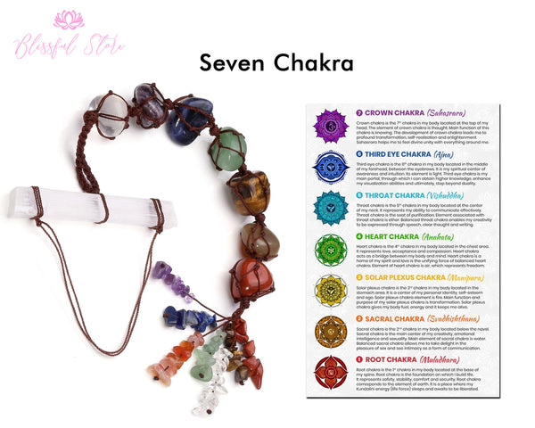 Seven Chakra Selenite Stick Car Hanging