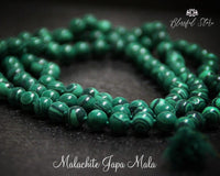 108 Beads Natural Gemstone Pure Green Malachite Stones Japa Mala 8mm - www.blissfulagate.com