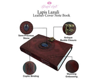 Lapis Lazuli Gemstone Leather Book { Dairy } - www.blissfulagate.com