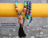 Labradorite And Seven Chakra Mix 108 Mala Bracelet Combo