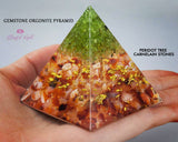 Peridot Gemstone Tree Crystal EMF Pyramids.