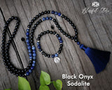 Black Onyx And Sodalite Mix 108 Mala Bracelet Combo - www.blissfulagate.com