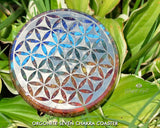 Seven Chakra Flower of Life Orgone Water Charging Plate / Coaster - www.blissfulagate.com