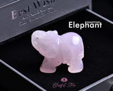 Carved Healing Crystal Guardian Elephant Pocket Gemstone Figurines Statues 1.5" or 2" - www.blissfulagate.com