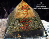 Gold Pyrite Orgonite EMF Pyramid.