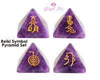 Amethyst Reiki Symbol Pyramids - www.blissfulagate.com