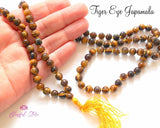 108 Beads Natural Gemstone Pure TigerEye Stones Japa Mala 8mm - www.blissfulagate.com