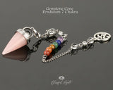 Orgonite Seven Chakra Gemstone Pendulum With Buddha and Om Charm - www.blissfulagate.com