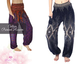 Printed Peacock Harem Pants Cotton Feather Printed Pants Harem Aladdin Pants Printed Harems Boho Pants