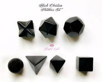 Black Obsidian Platonic Set Solids Sacred Geometric Set