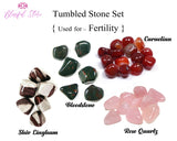 Crystal Tumble Stone Set For Fertility Pregnancy Carnelian , Rose Quartz  , Carnelian, Bloodstone - www.blissfulagate.com