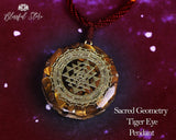 Tiger Eye Orgonite Yantra Pendant. - www.blissfulagate.com