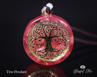 Rose Quartz Tree Of Life Orgonite Pendant - www.blissfulagate.com