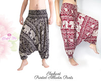 Harem Pants Cotton Elephant Printed Pants Harem Aladdin Pants Printed Harems