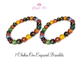 Seven Chakra Om Engraved Bracelet Strechable