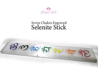 Selenite Seven Chakra Engraved Stick - www.blissfulagate.com