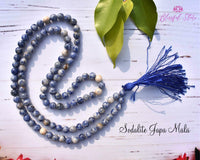 108 Beads Natural Gemstone Pure Sodalite Stones Japa Mala 8mm - www.blissfulagate.com