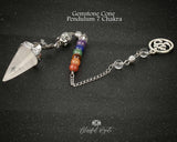 Orgonite Seven Chakra Gemstone Pendulum With Buddha and Om Charm - www.blissfulagate.com