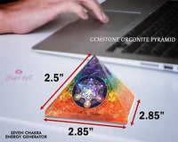 Energy Generator Seven Chakra Crystal Gemstone EMF Pyramids.