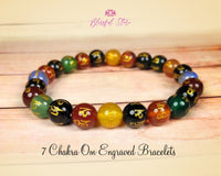 Seven Chakra Om Engraved Bracelet Strechable