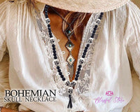 Bohemian Skull Mala Beads Necklace - www.blissfulagate.com