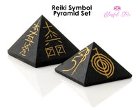 Black Obsidian Reiki Symbol Pyramids - www.blissfulagate.com