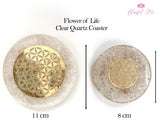 Clear Quartz Flower Of Life Crystal Water Charging Plate / Coaster - www.blissfulagate.com