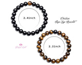 Black Obsidian and Tiger Eye Mixed Gemstone Beaded Bracelets .