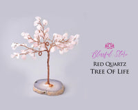 Rose Quartz Agate Coaster Base Gemstone Bonsai Tree - www.blissfulagate.com