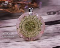 Rose Quartz Om Orgonite Pendant - www.blissfulagate.com