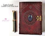 Lapis Lazuli Gemstone Leather Book { Dairy } - www.blissfulagate.com