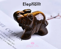 Carved Healing Crystal Guardian Elephant Pocket Gemstone Figurines Statues 1.5" or 2" - www.blissfulagate.com