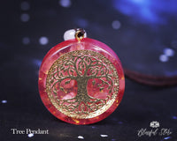 Rose Quartz Tree Of Life Orgonite Pendant - www.blissfulagate.com