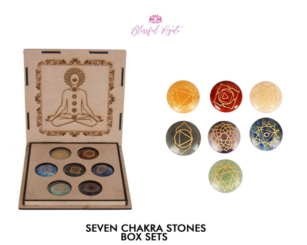 Seven Chakra Engraved Gemstones Box - www.blissfulagate.com