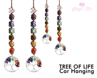 7 Chakra Tree Of Life Tumbled Gemstone Tassel Car Hanging - www.blissfulagate.com