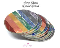 Seven Chakra Stones Bonded Square Coaster.