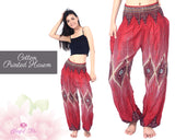 Printed Peacock Harem Pants Cotton Feather Printed Pants Harem Aladdin Pants Printed Harems Boho Pants