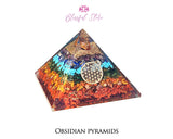 Gemstone Orgonite Pyramid with Charms - www.blissfulagate.com