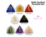 Amethyst Reiki Symbol Pyramids - www.blissfulagate.com