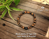 Tiger Eye and Black Matte Mix 108 Mala Bracelet Combo