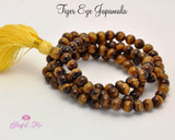 108 Beads Natural Gemstone Pure TigerEye Stones Japa Mala 8mm - www.blissfulagate.com