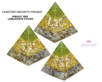 Peridot Gemstone Tree Crystal EMF Pyramids.