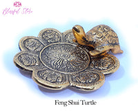 Feng Shui Glass Plate Turtle Vastu Tortoise Gold Color - www.blissfulagate.com