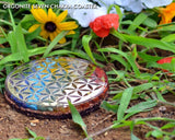 Seven Chakra Flower of Life Orgone Water Charging Plate / Coaster - www.blissfulagate.com