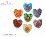 7 Chakra Orgonite Chipstones Heart Shape Reiki Stones - www.blissfulagate.com