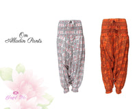 Printed Om Harem Pants Cotton AumPrinted Pants Harem Aladdin Pants Printed Harems Boho Pants Om Printed Pants