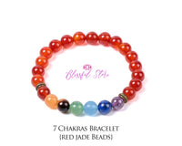 Seven Chakra Red Jade Bracelet